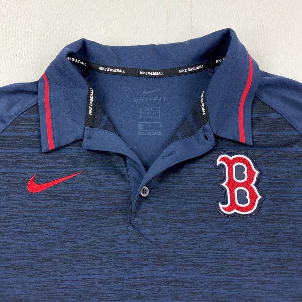 Boston Red Sox Polo Shirt Mens Large Blue MLB Baseball Nike Dri Fit Top